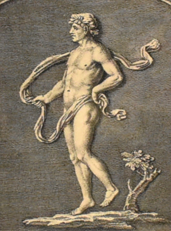 Antique 17th-Century Engraving of a Classical Nude Man