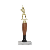 Vintage Gold, Wood, and Marble Baseball Trophy