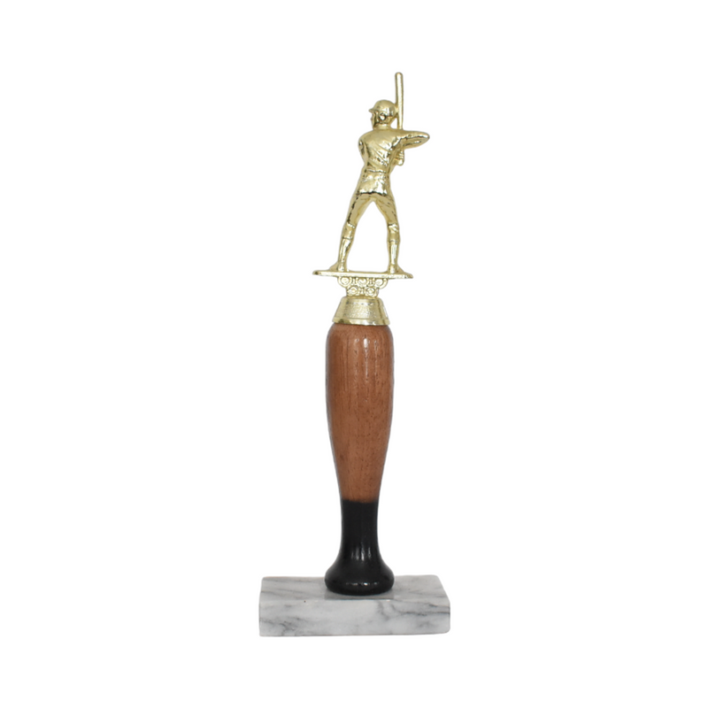 Vintage Gold, Wood, and Marble Baseball Trophy