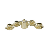 Vintage Gold Tea Pot, Teacup, Saucers, and Plates Set - Dollhouse Miniatures - 1:12 Scale