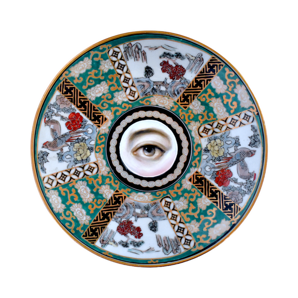 Lover's Eye Painting on a Chinese Imari Platter