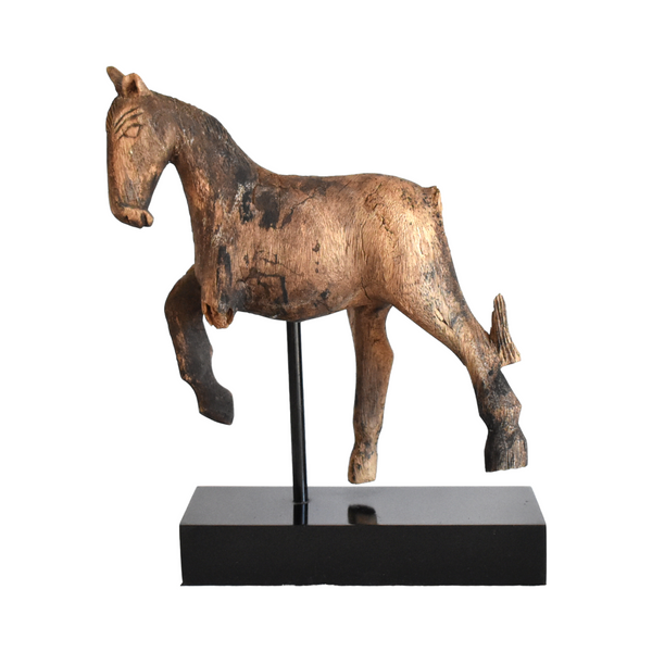 Antique French Wood Horse Statue