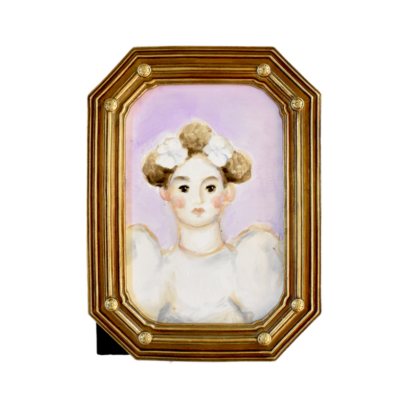 Storybook Portrait of a Lady with White Flowers
