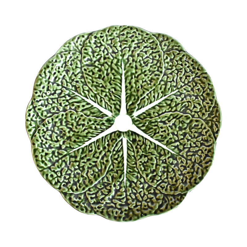 Portuguese Majolica Cabbageware Leaf Platter
