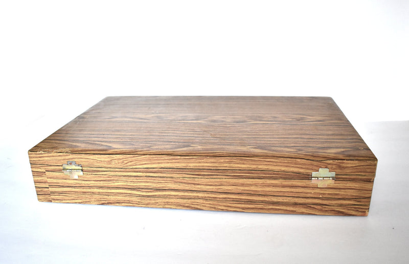 Mid-Century Faux Wood Silverware Storage Box