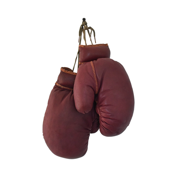 C. 1930s Child's Burgundy Leather Boxing Gloves
