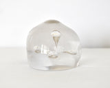 Clear Hand-Blown Glass Paperweight With Bubbles