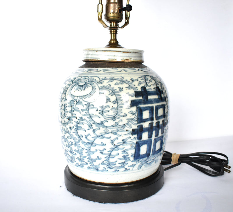 Antique Blue Underglaze Chinese Export Ginger Jar Lamp