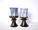 Pair of His & Hers Art Pottery Ceramic Goblets or Tall Mugs