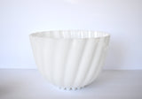 Mid-Century White Milk Glass Punch Bowl & Cups