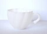 Mid-Century White Milk Glass Punch Bowl & Cups