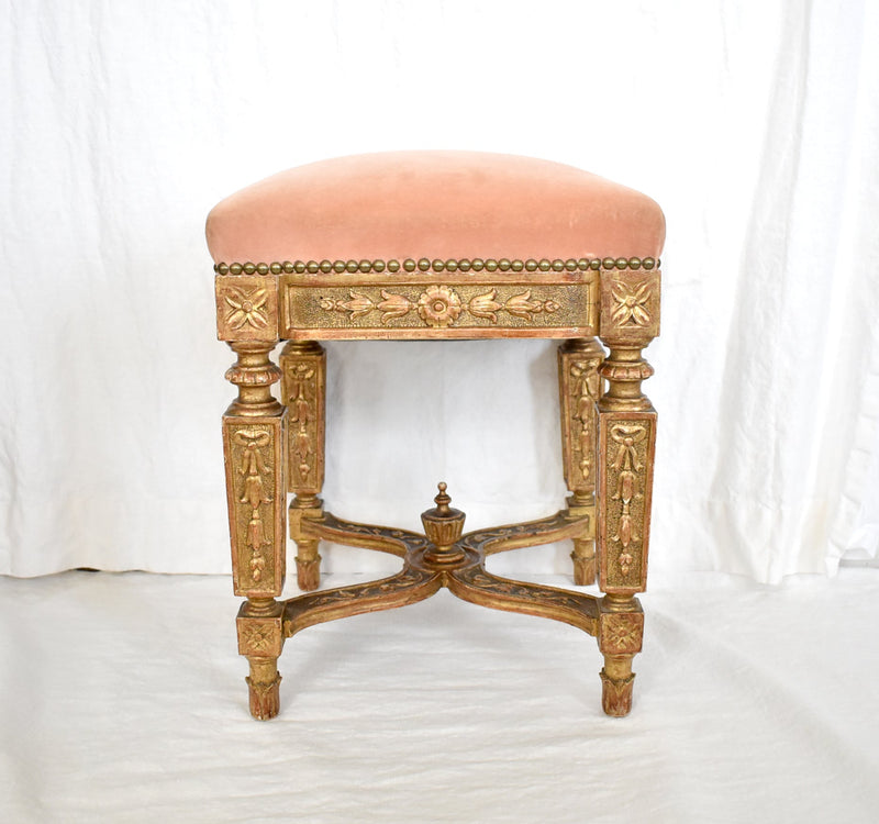 c. 1700 Louis XIV French Giltwood Tabouret