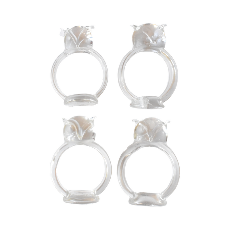 Vintage Owl Blown Glass Napkin Rings - Set of 4