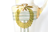 Antique Hand-Painted Neoclassical Wreath Pitcher and Glasses - Set of 3