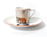 French Mirror Reflection Marie Antoinette & Louis XVI Espresso Cups & Saucers