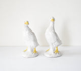 Pair of French Poterie De Bavent Tin-Glazed Faience Pottery Geese Figurines