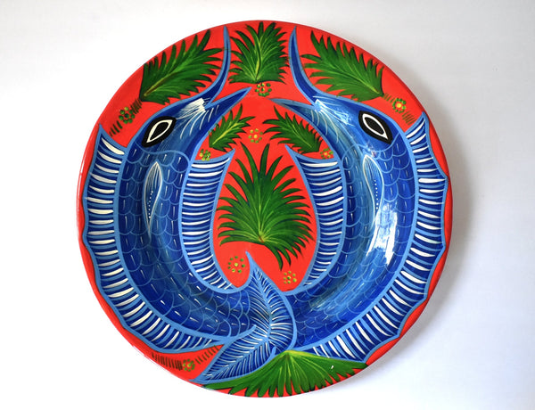 Vintage Large Colorful Mexican Swordfish Hanging Plate