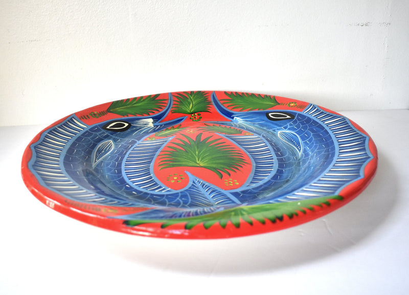 Vintage Large Colorful Mexican Swordfish Hanging Plate