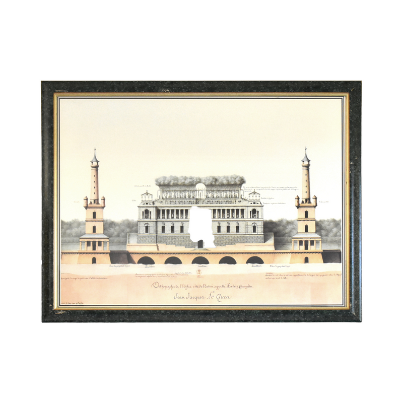 Vintage French Architectural Lithograph Print