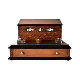Victorian Tiger Oak Desk-Top Letterbox and Inkstand With Perpetual Calendar