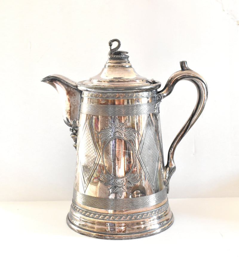 Antique C.1860-1870 Reed & Barton Stimpson Silver Plate Water Pitcher