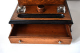 Victorian Tiger Oak Desk-Top Letterbox and Inkstand With Perpetual Calendar