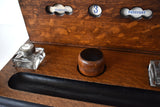 Victorian Tiger Oak Desk-Top Letterbox and Inkstand With Perpetual Calendar