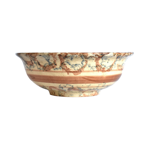 Antique 19th-Century Brown & Blue Spongeware Bowl