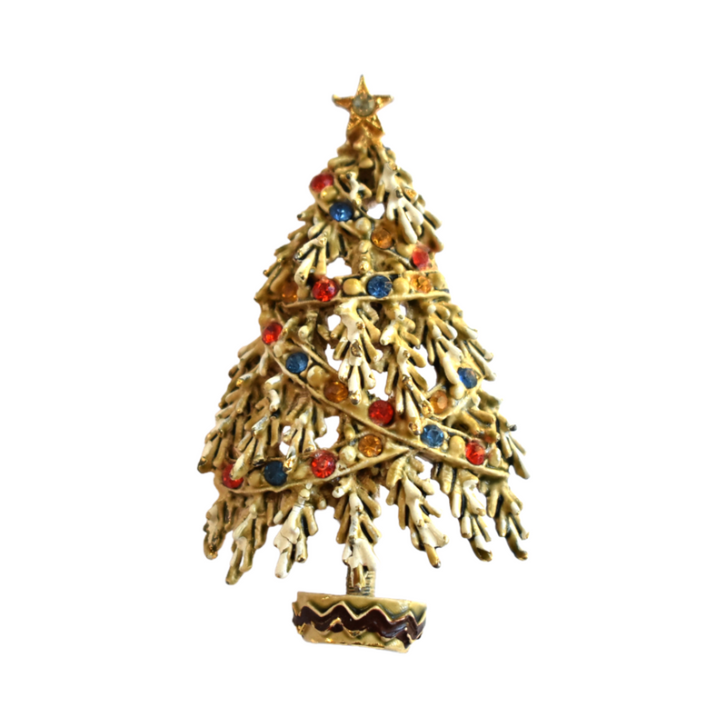 Vintage Frosted Christmas Tree Brooch or Pin