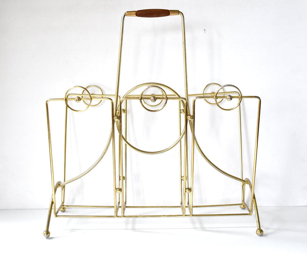 Vintage Mid-Century Brass Magazine Rack