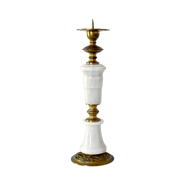 Vintage Italian Marble and Brass Pricket Candlestick