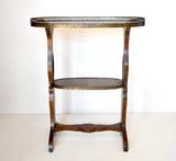 Antique French Parquetry Tiered & Galleried Side Tables - a Pair