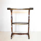 Antique French Parquetry Tiered & Galleried Side Tables - a Pair
