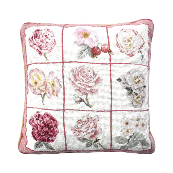 Vintage Roses Needlepoint Pillow