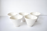 Art Pottery Hand-Thrown White Porcelain Bowls - Set of 5