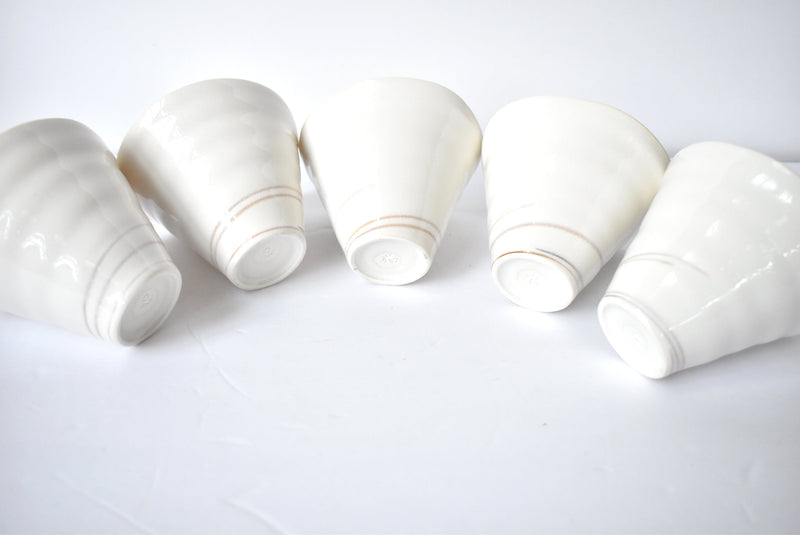 Art Pottery Hand-Thrown White Porcelain Bowls - Set of 5