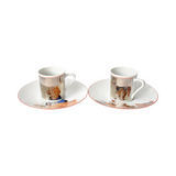 French Mirror Reflection Marie Antoinette & Louis XVI Espresso Cups & Saucers