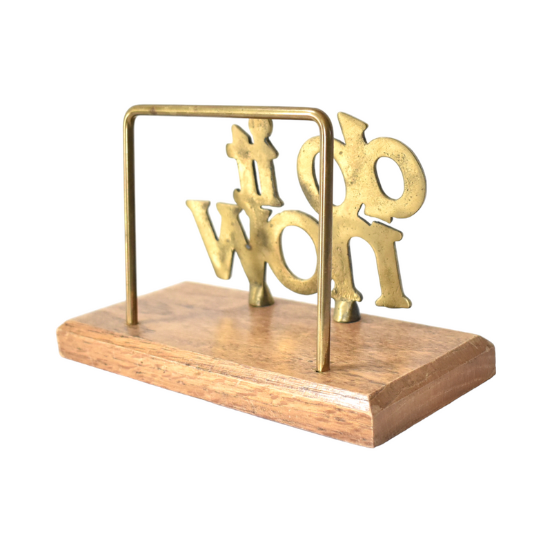 Vintage "Do It Now" Brass and Wood Letter Holder