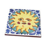Italian Deruta Hand-Painted Sole Sun Ceramic Tile