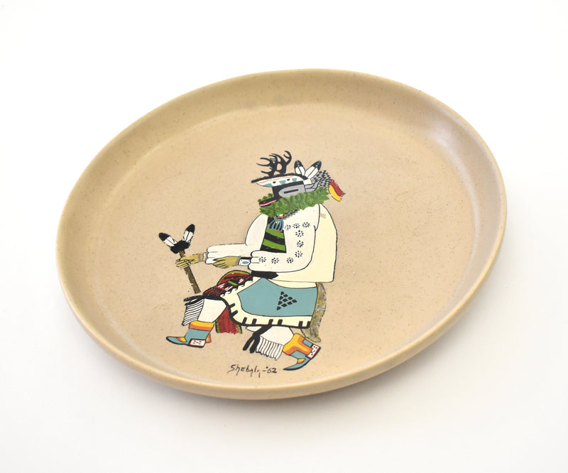 Mid-Century Native American Dixon Shebala Hand-Painted Kachina Plate