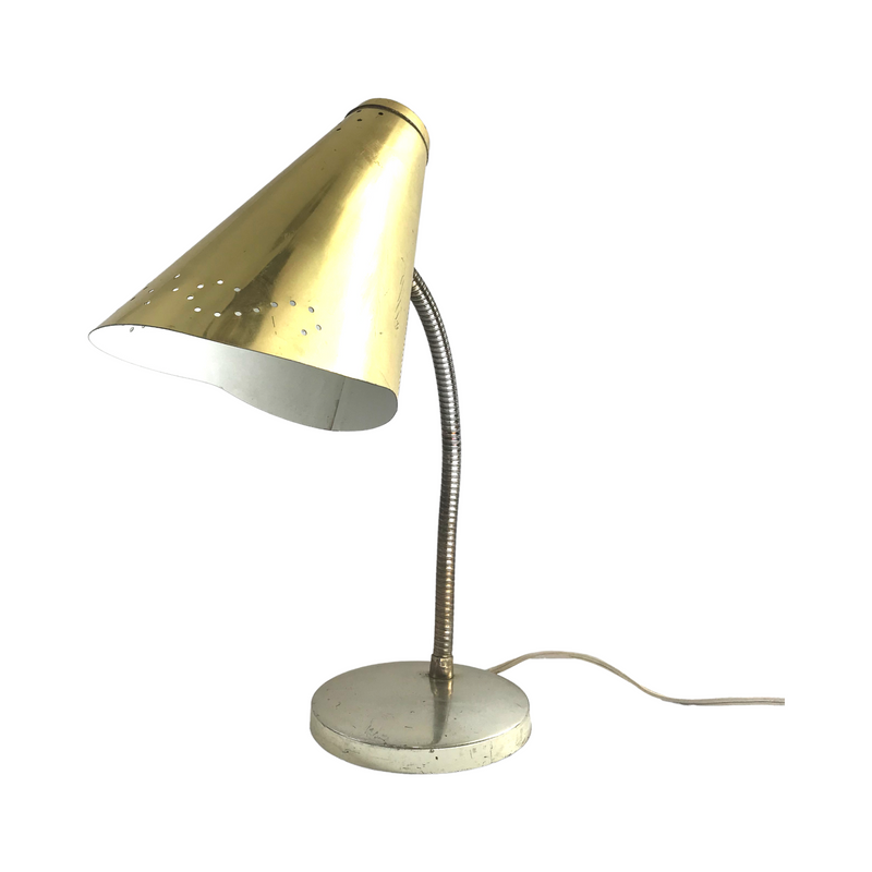 Mid-Century Modern Gold Metal Gooseneck Desk Lamp