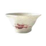 Vintage Ceramic / Pottery White Hand-Thrown Bowl with Crazing and Red Detail