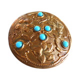 Art Nouveau French Copper & Turquoise Brooch