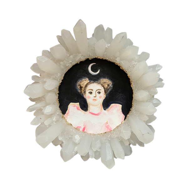 New! - Colorful Portrait of a Lady under a Crescent Moon