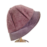 Vintage Child's Heathered Deep Lavender Wool Winter Hat with Chin Strap and Ear Flaps