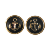 Vintage French Anchor Nautical Brass and Enamel Buttons