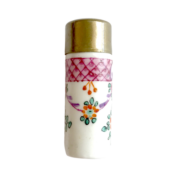 Reserved - c. 1890s French Porcelain Famille Rose Smelling Salts Bottle