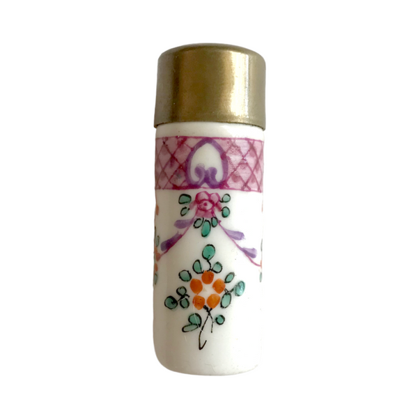 Reserved - c. 1890s French Porcelain Famille Rose Smelling Salts Bottle