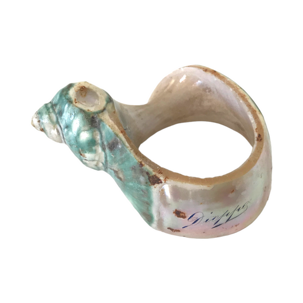 Antique French Dieppe Souvenir Shell Napkin Ring