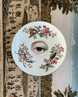 New! - Lover's Eye Painting on a Floral Plate with Butterflies